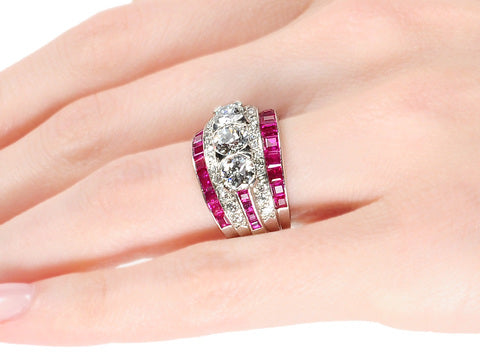 Sensational Art Deco Ruby Diamond Ring