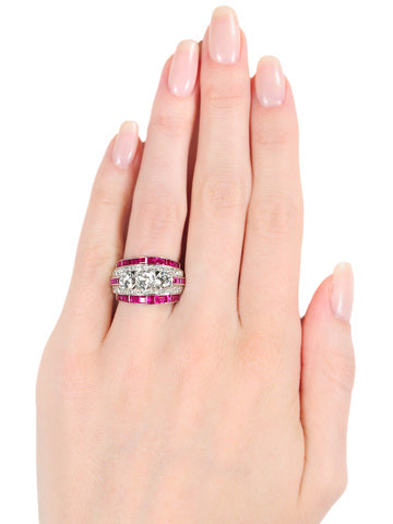 Sensational Art Deco Ruby Diamond Ring