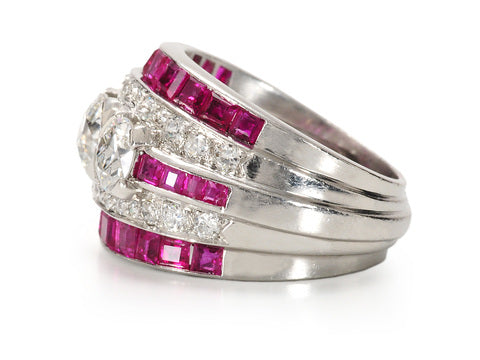Sensational Art Deco Ruby Diamond Ring