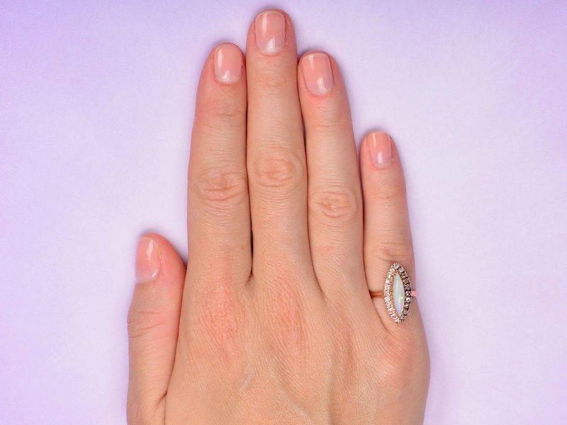 Edwardian Kiss - Opal Diamond Halo Ring