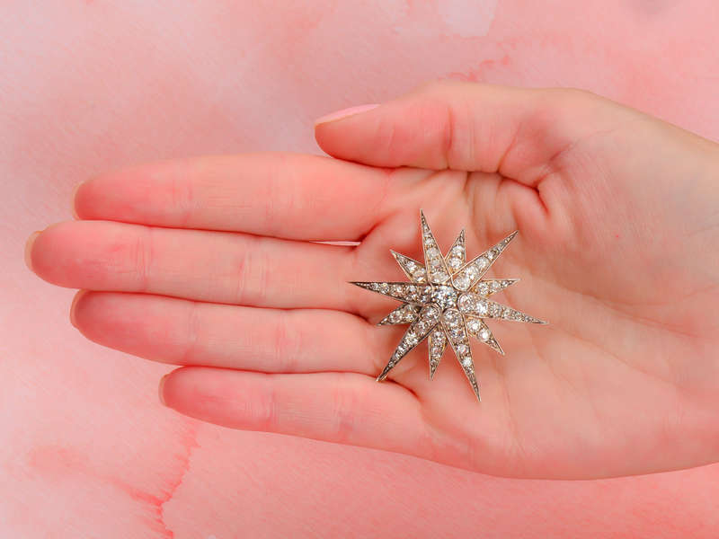 Magnificent Victorian Diamond Star Pendant 5.55 Carats