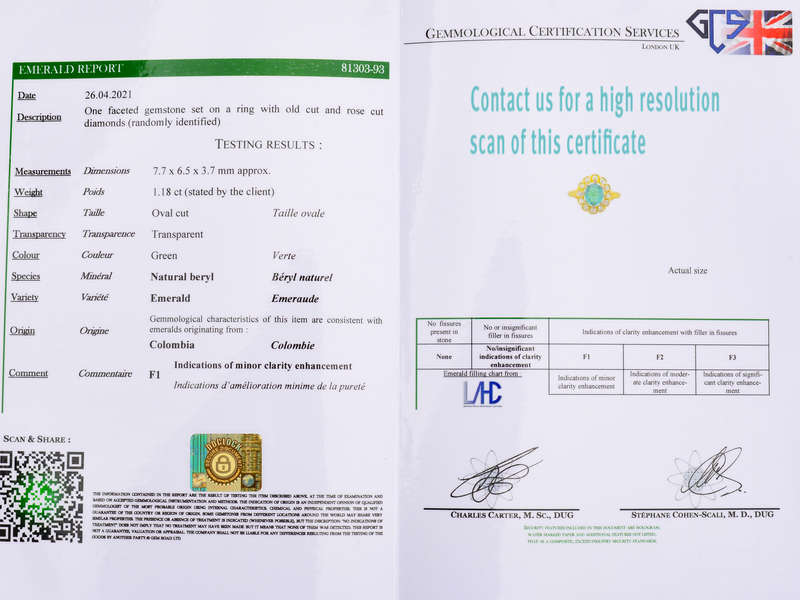 Victorian Colombian Emerald & Old Mine Diamond Ring