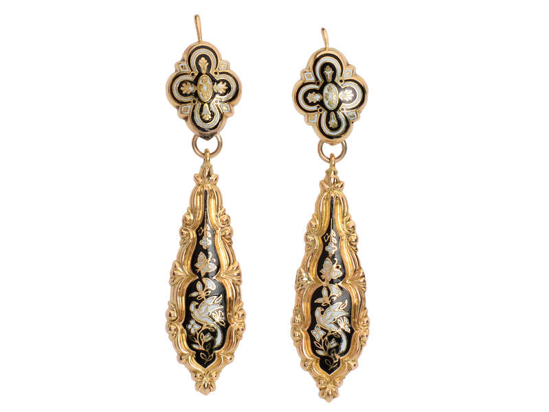 Georgian Swiss Enamel Day Night Earrings