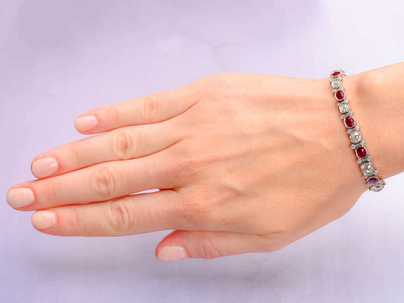 Superlative No Heat Burmese Ruby Diamond Bracelet