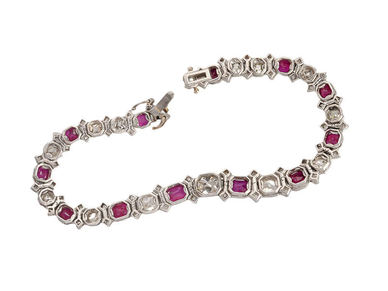Superlative No Heat Burmese Ruby Diamond Bracelet