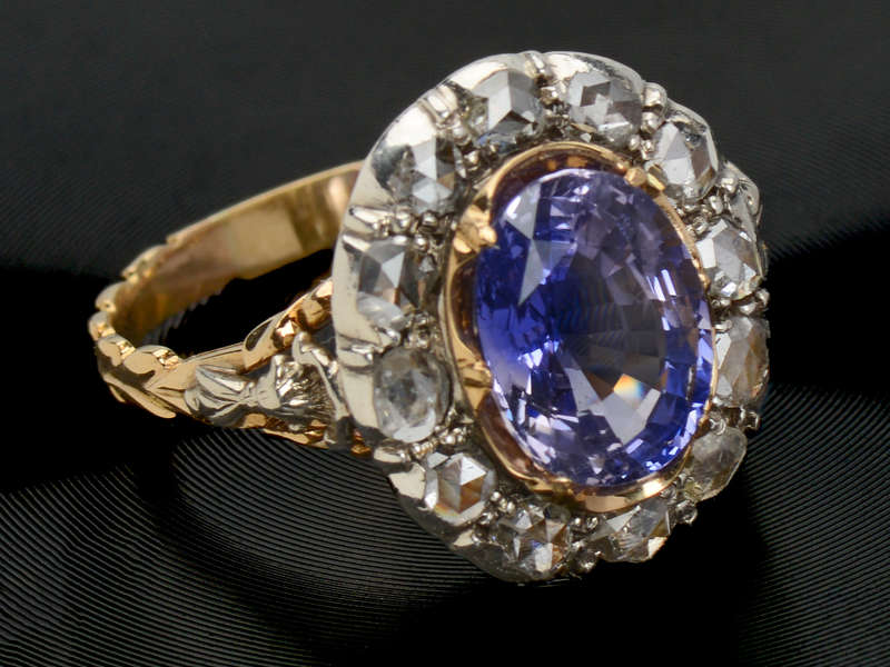 No Heat Color Change Lilac Sapphire Diamond Ring