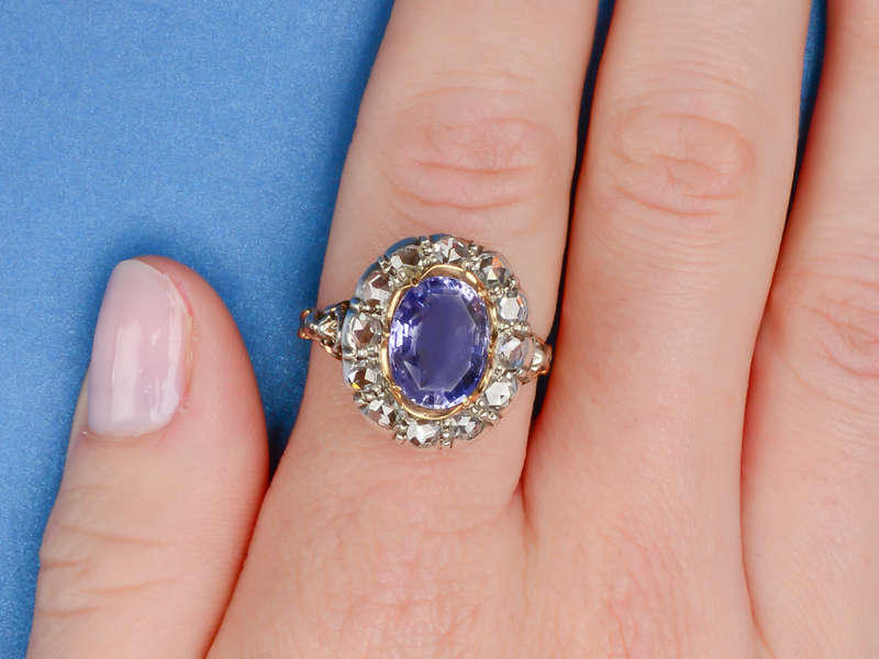 No Heat Color Change Lilac Sapphire Diamond Ring