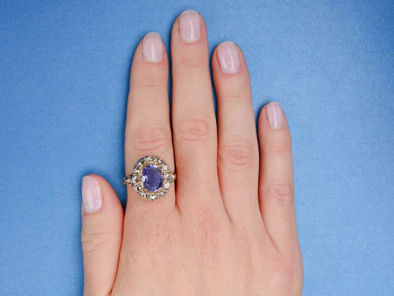 No Heat Color Change Lilac Sapphire Diamond Ring
