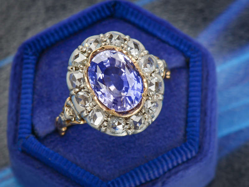 No Heat Color Change Lilac Sapphire Diamond Ring