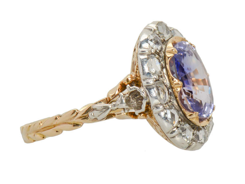 No Heat Color Change Lilac Sapphire Diamond Ring