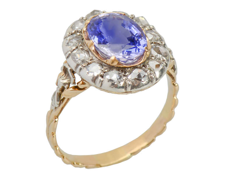 No Heat Color Change Lilac Sapphire Diamond Ring