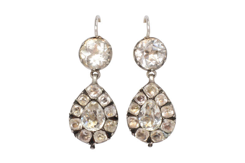 Georgian Antique Teardrop 18th C. Paste Earrings