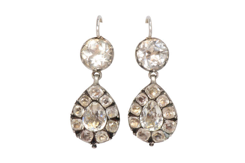 Georgian Antique Teardrop 18th C. Paste Earrings