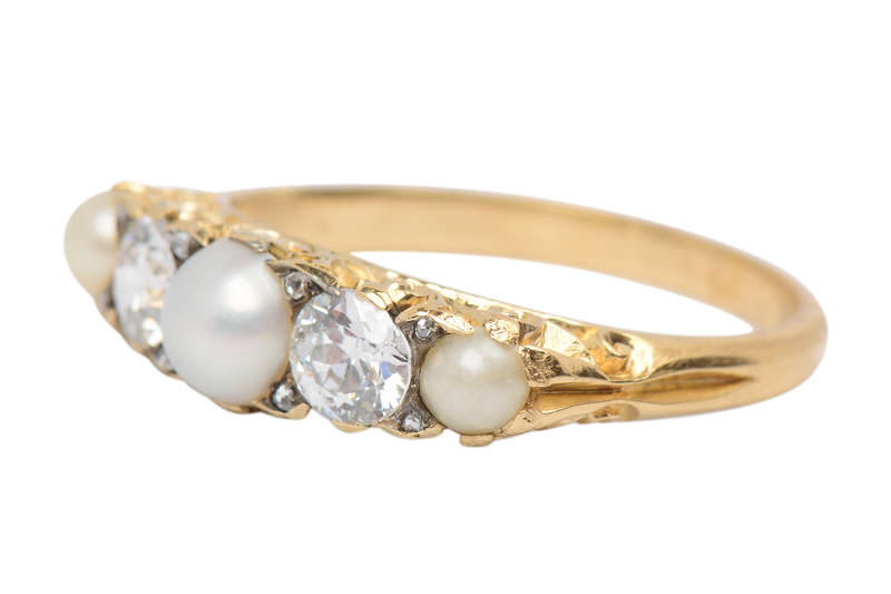 Natural Saltwater Pearl Diamond Ring