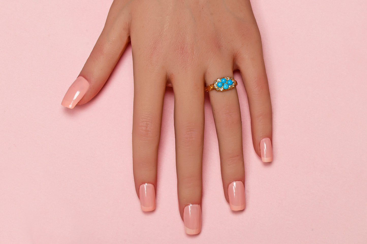 Antique Turquoise Diamond Gold Ring From 1892