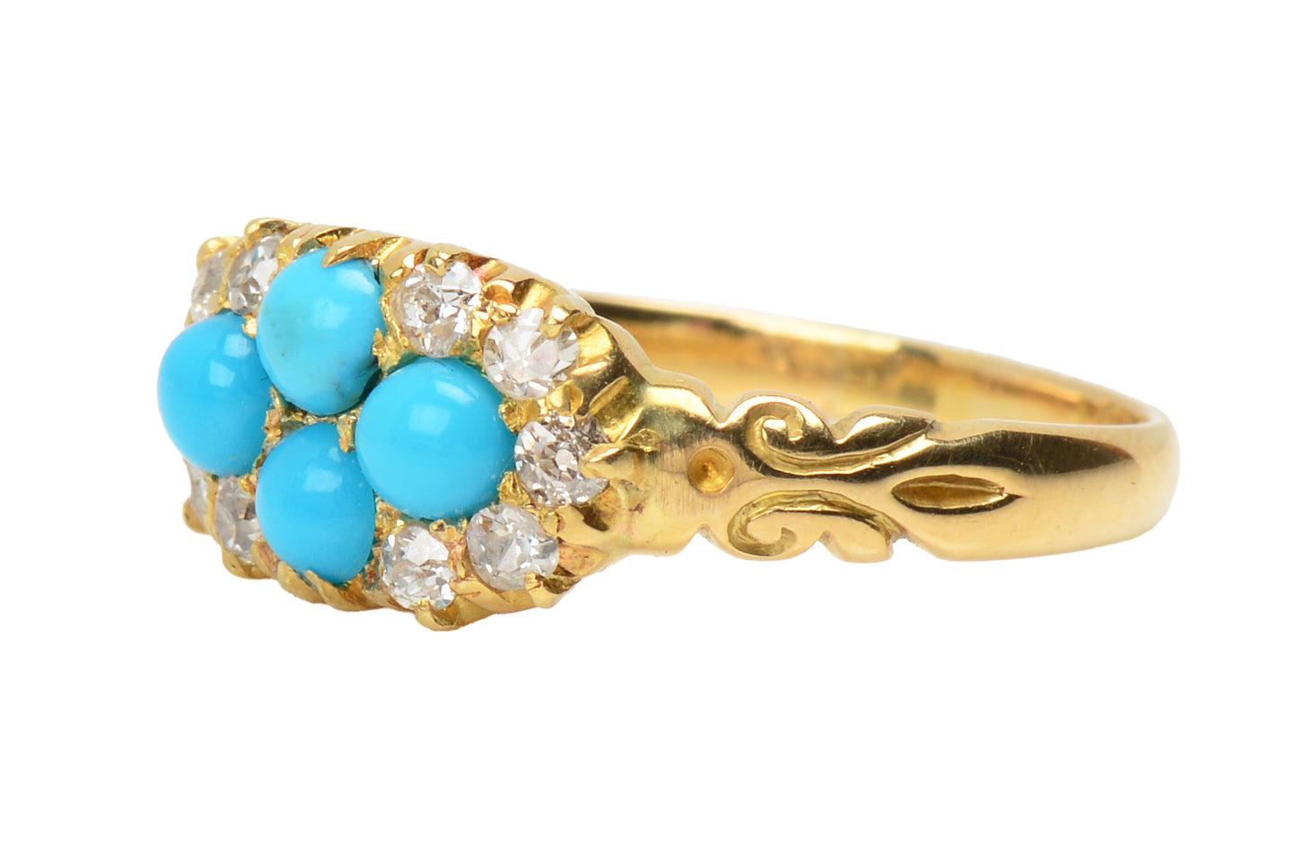 Antique Turquoise Diamond Gold Ring From 1892