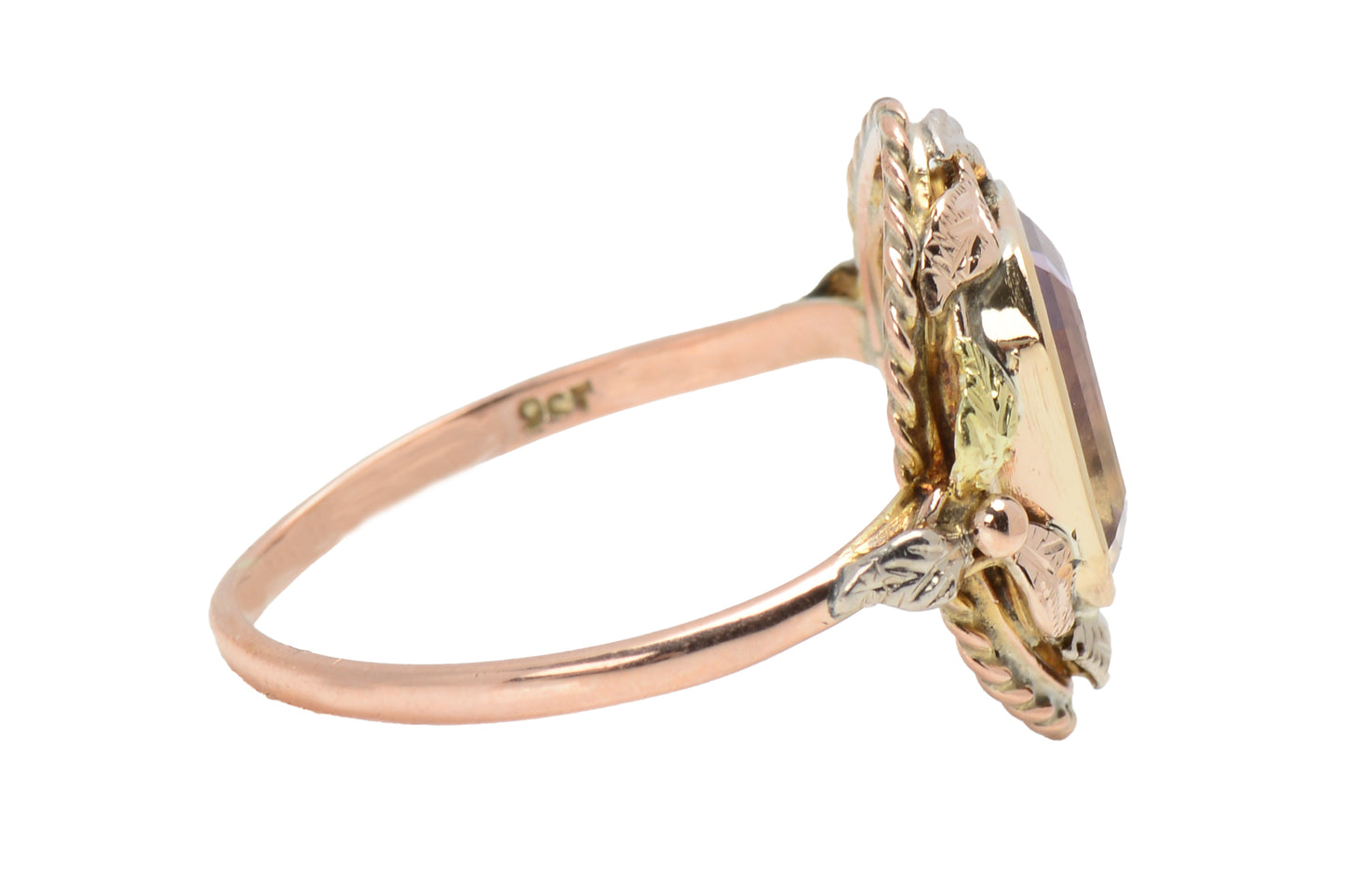 Naturalism - Ametrine Leaf Motif Gold Ring