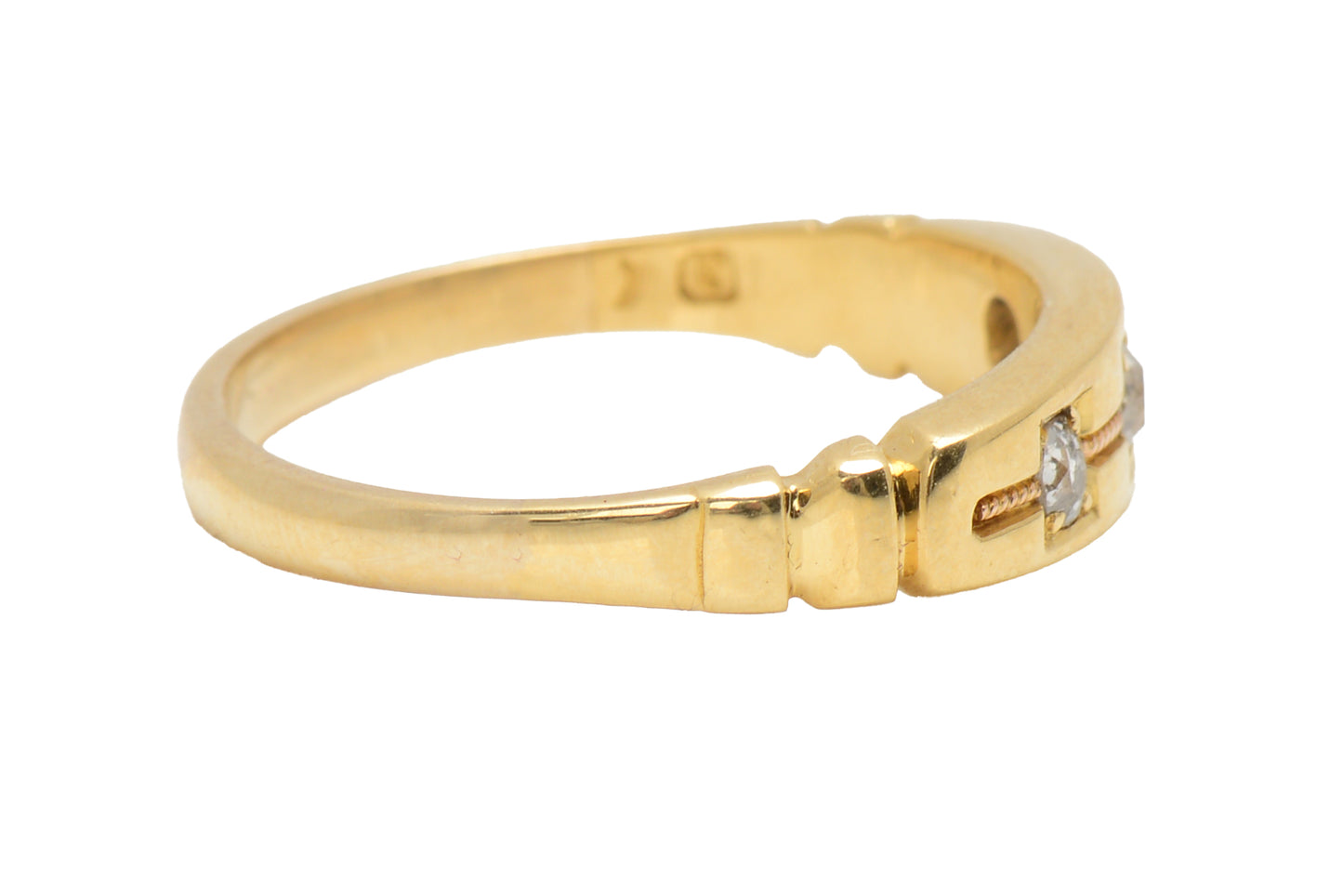 Antique Three Diamond 18k Gold Edwardian Ring