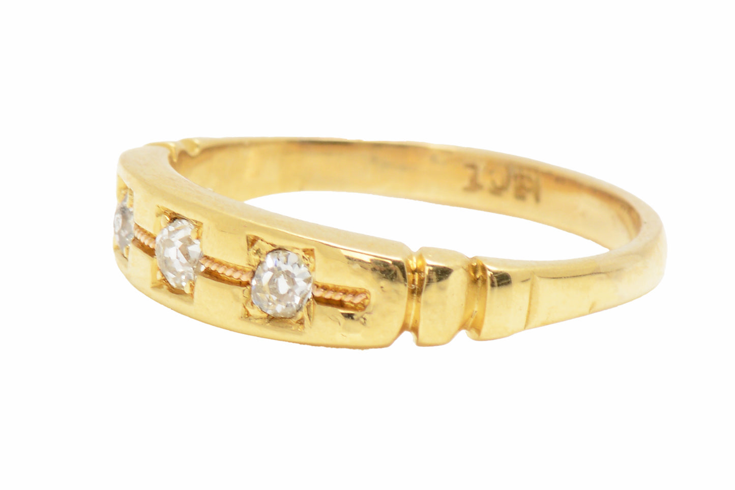 Antique Three Diamond 18k Gold Edwardian Ring