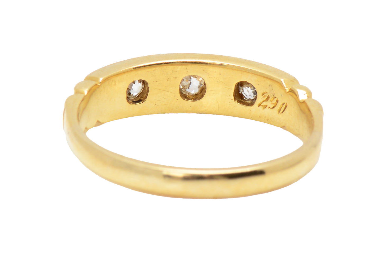 Antique Three Diamond 18k Gold Edwardian Ring