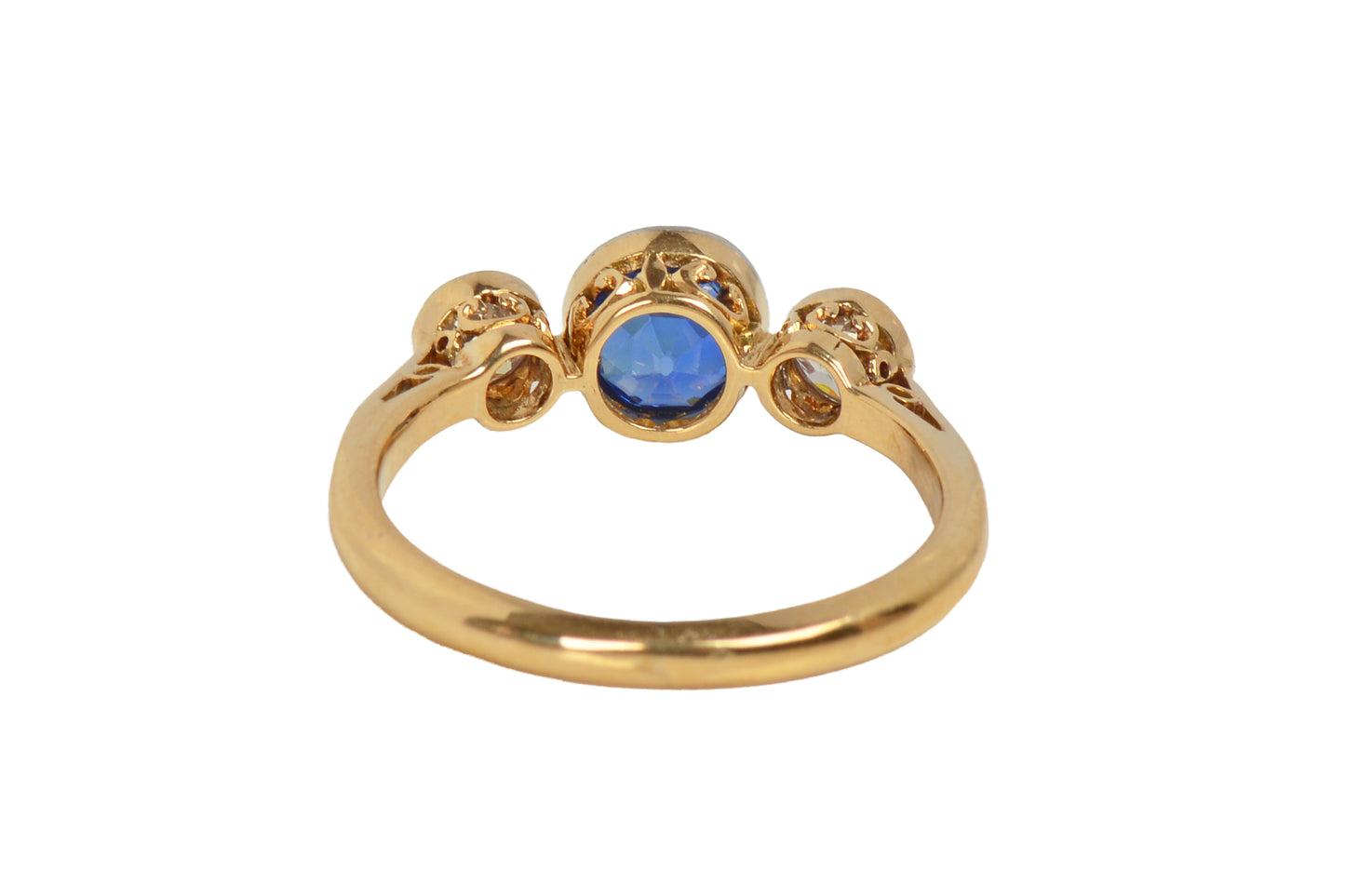 Art Deco Bezel Set Fine Sapphire & Diamond Ring