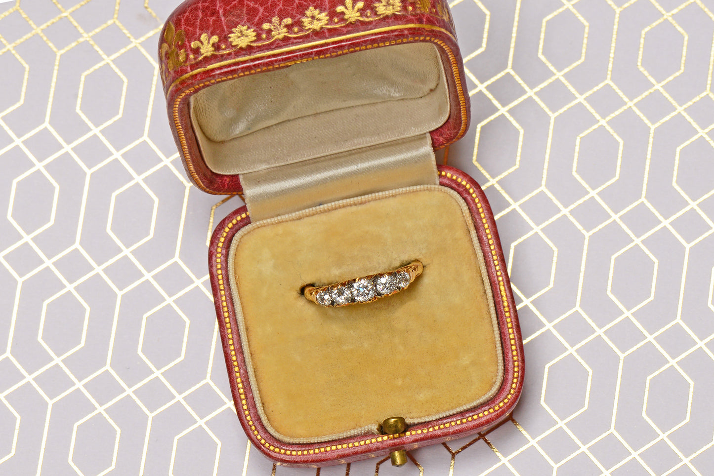 Stacked - Antique Five Diamond Ring in 18k