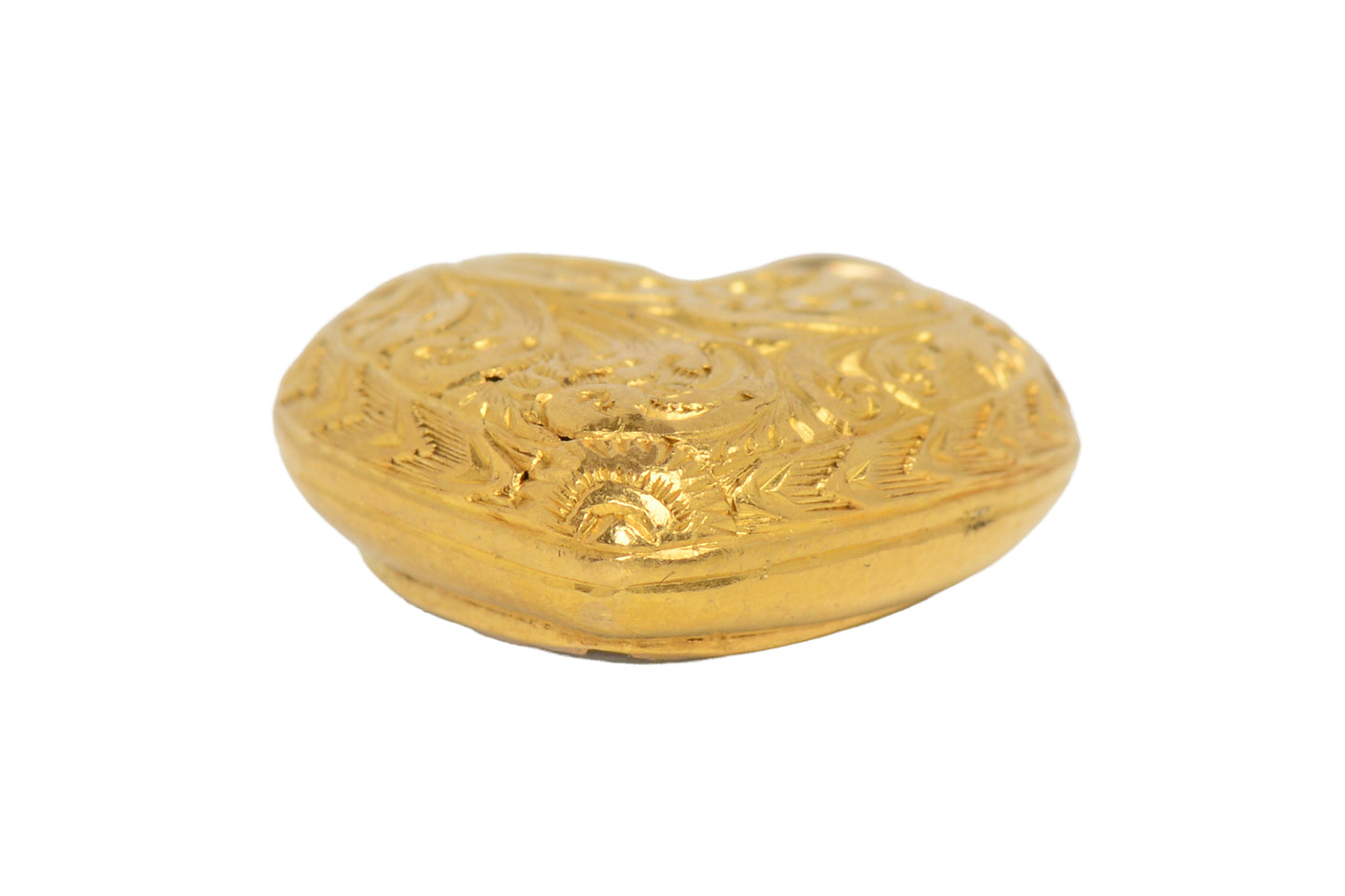 Antique Engraved Puffy Heart Locket Pendant