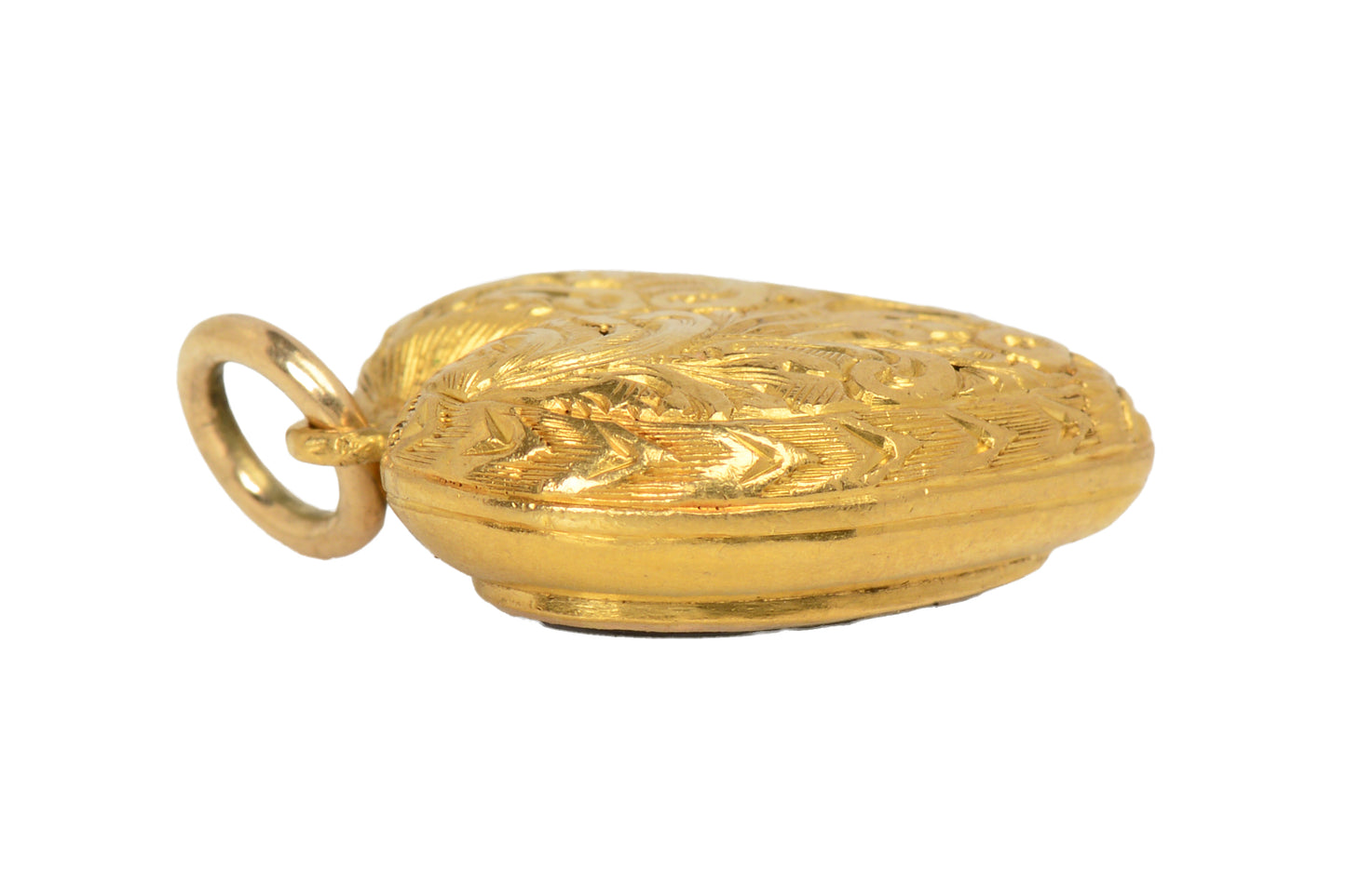 Antique Engraved Puffy Heart Locket Pendant