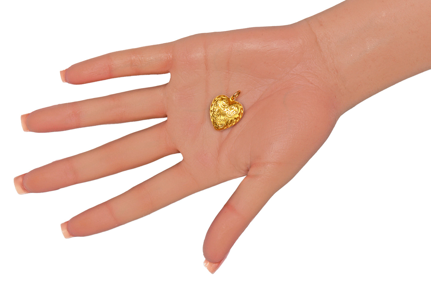 Antique Engraved Puffy Heart Locket Pendant