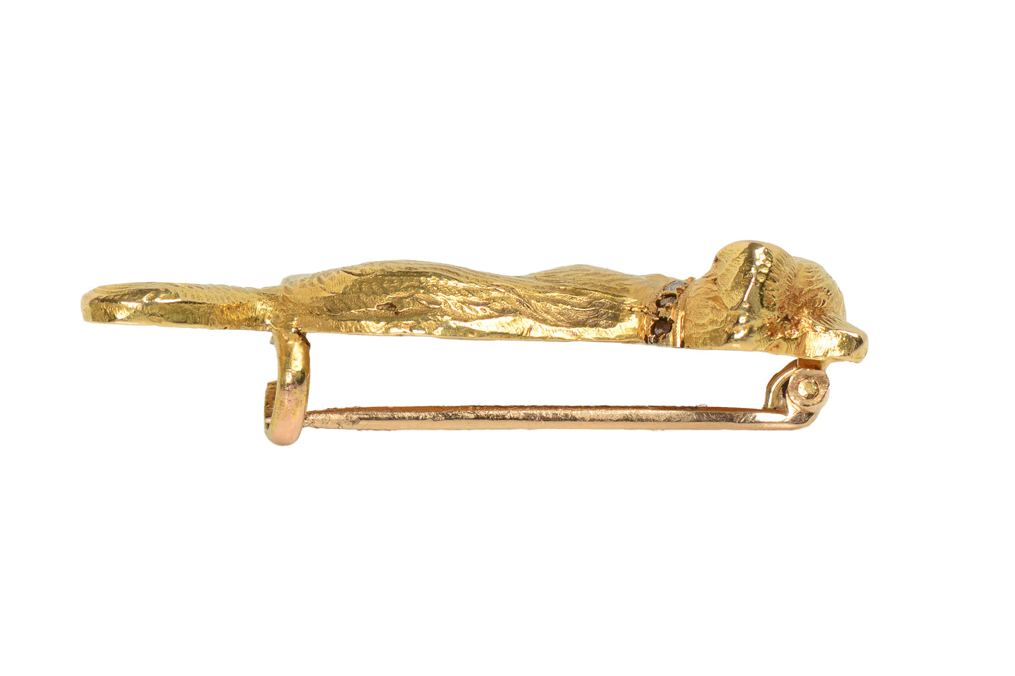 Furrever Yours - Antique Gold Ruby Diamond Cat Brooch