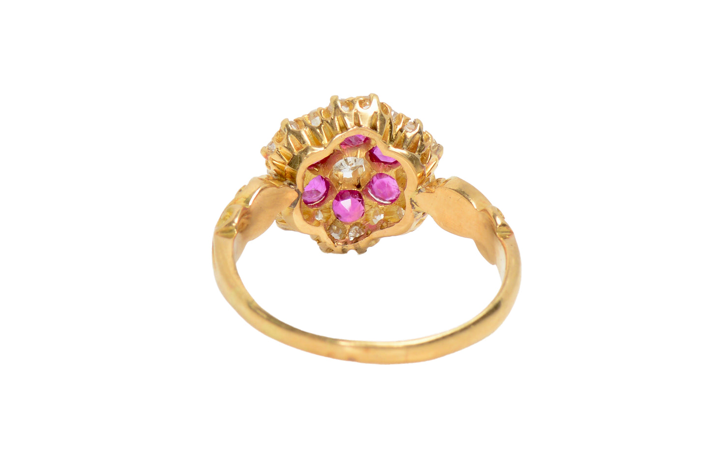 Antique Ruby Diamond Scalloped Ring