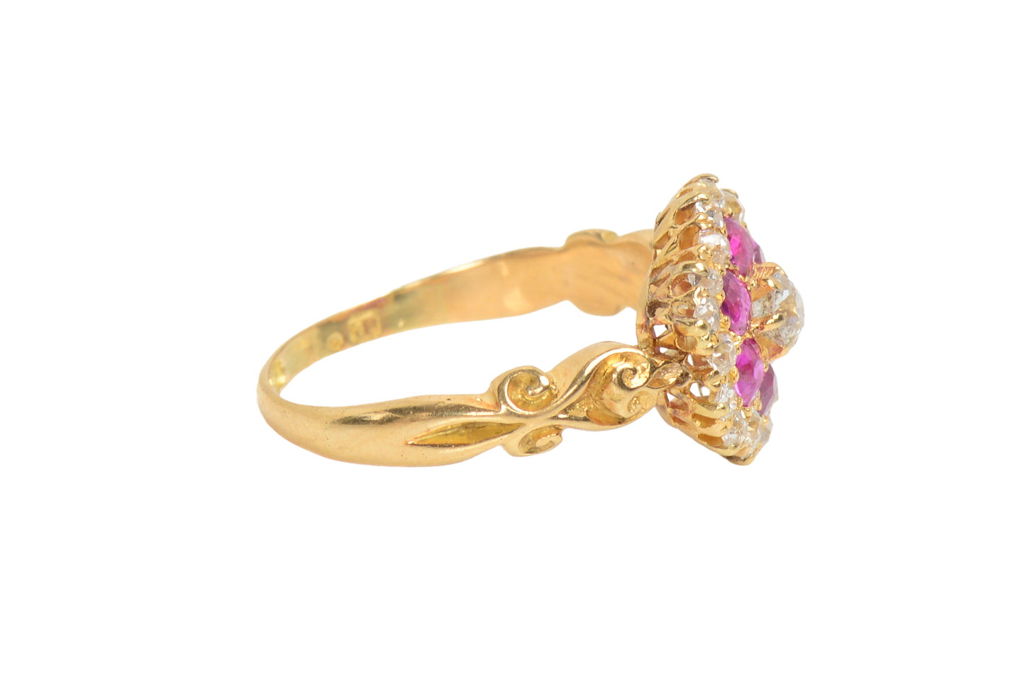 Antique Ruby Diamond Scalloped Ring