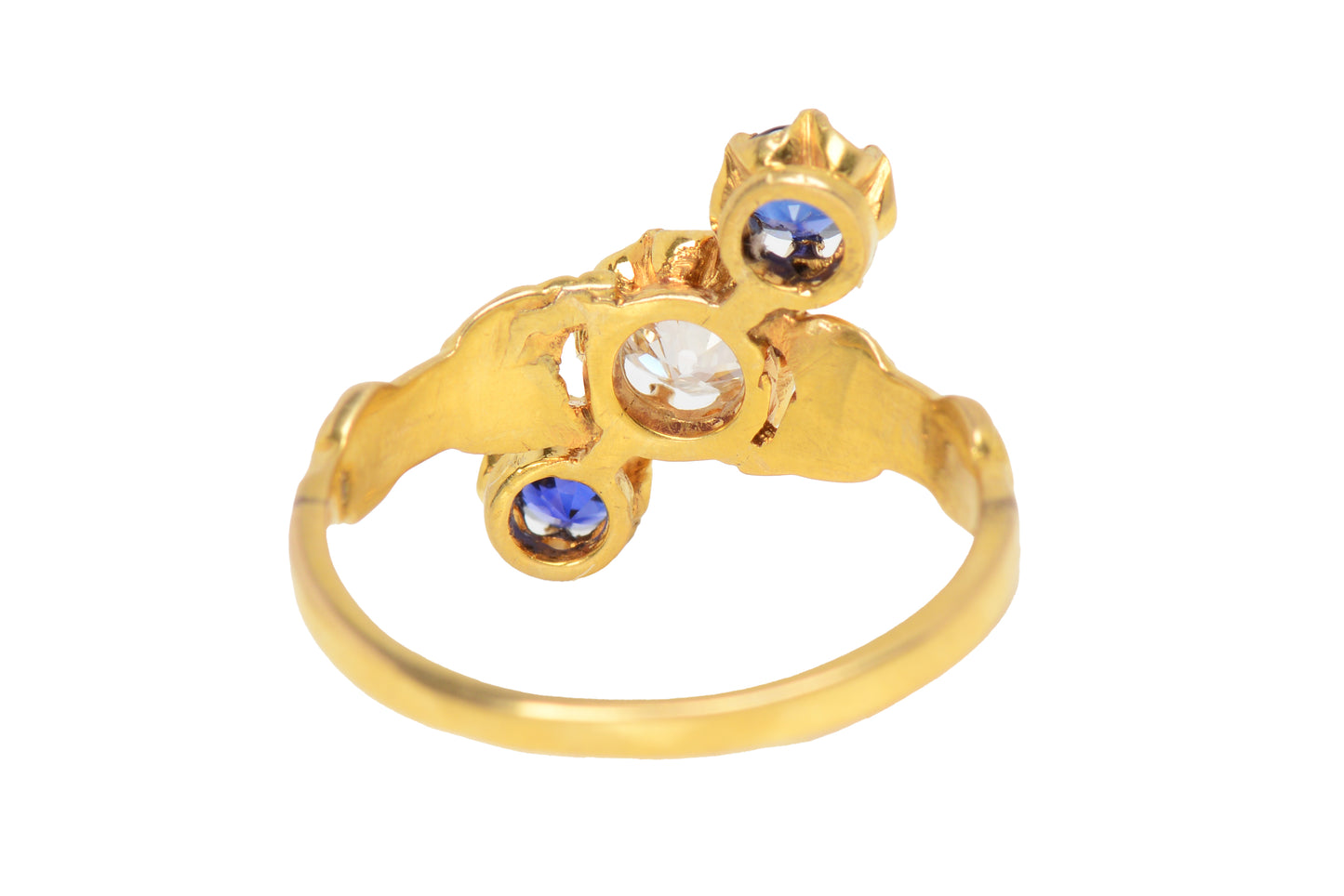 Upward Journey - Vivid Sapphire Diamond Antique Ring