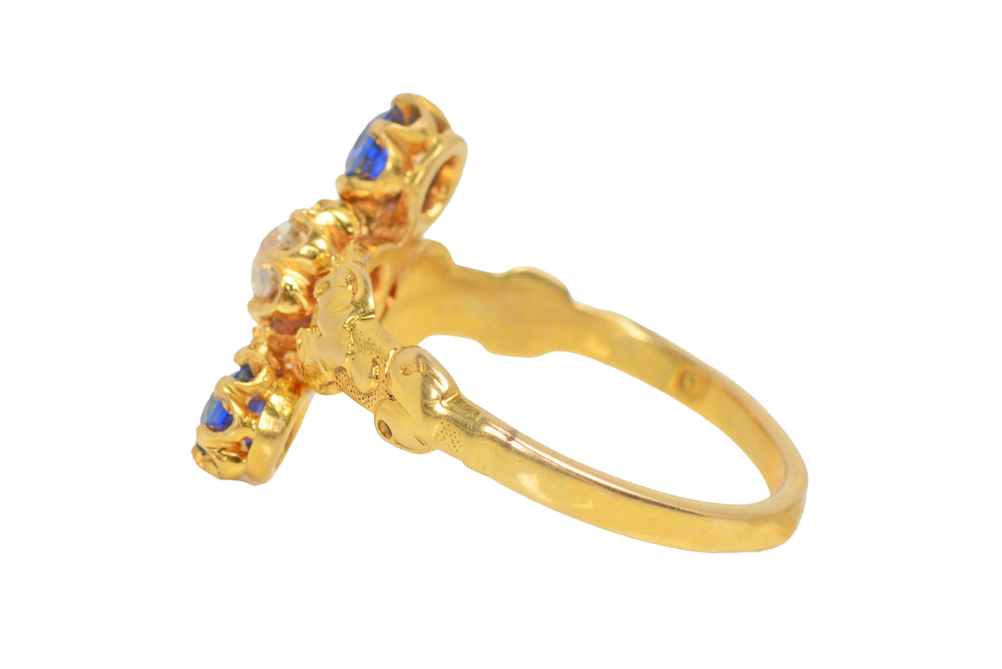 Upward Journey - Vivid Sapphire Diamond Antique Ring