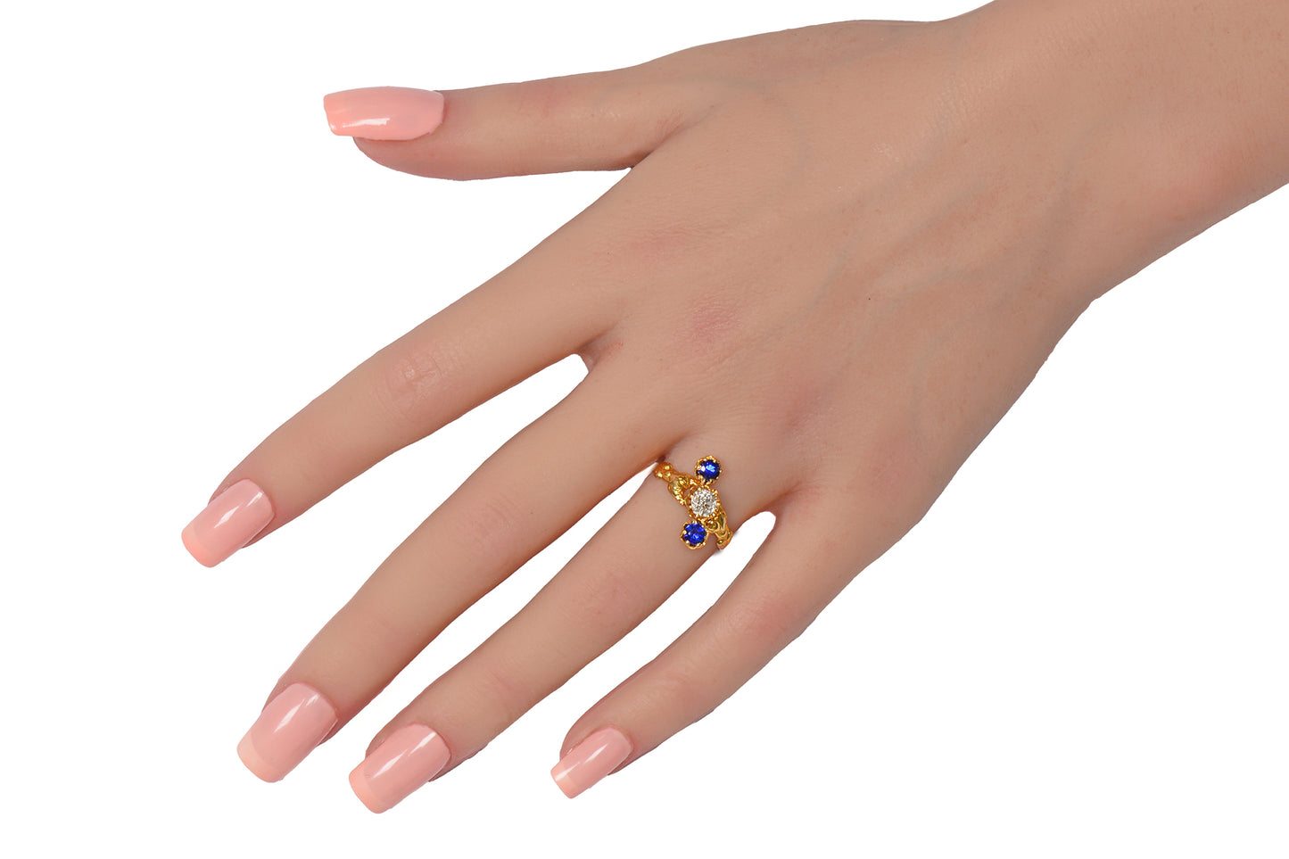 Upward Journey - Vivid Sapphire Diamond Antique Ring