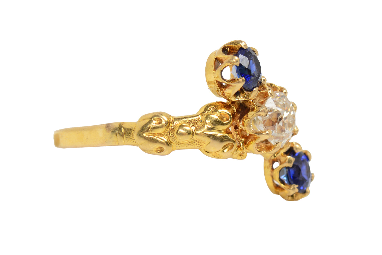 Upward Journey - Vivid Sapphire Diamond Antique Ring