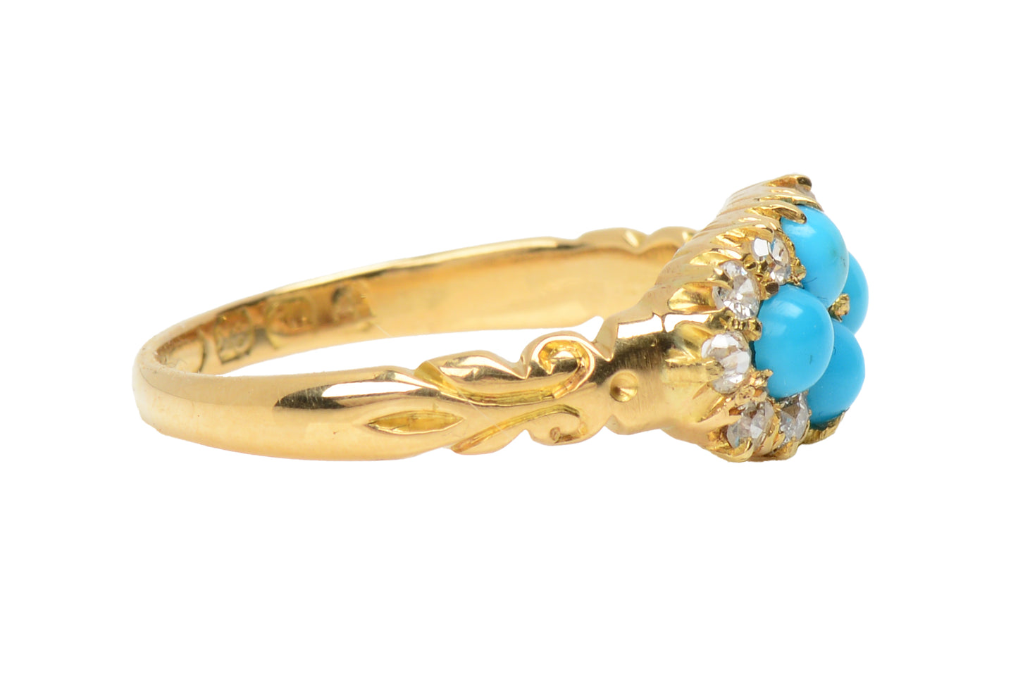 Antique Turquoise Diamond Gold Ring From 1892