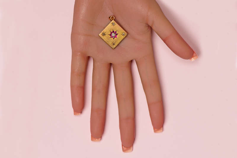 Times Square - Elegant Art Deco Ruby Diamond Locket