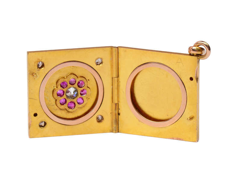 Times Square - Elegant Art Deco Ruby Diamond Locket