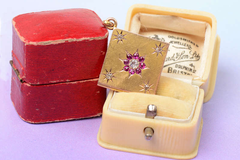 Times Square - Elegant Art Deco Ruby Diamond Locket