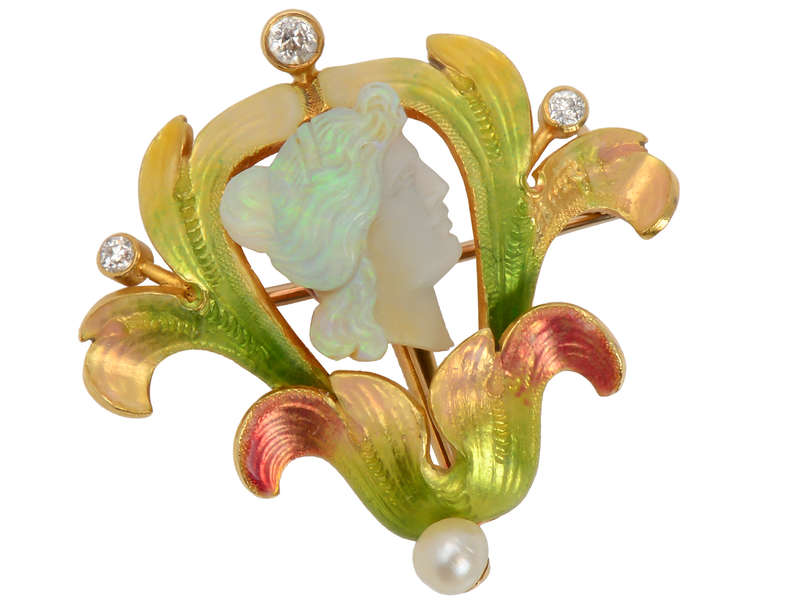 Antique Carved Opal Enamel Brooch Pendant – The Three Graces