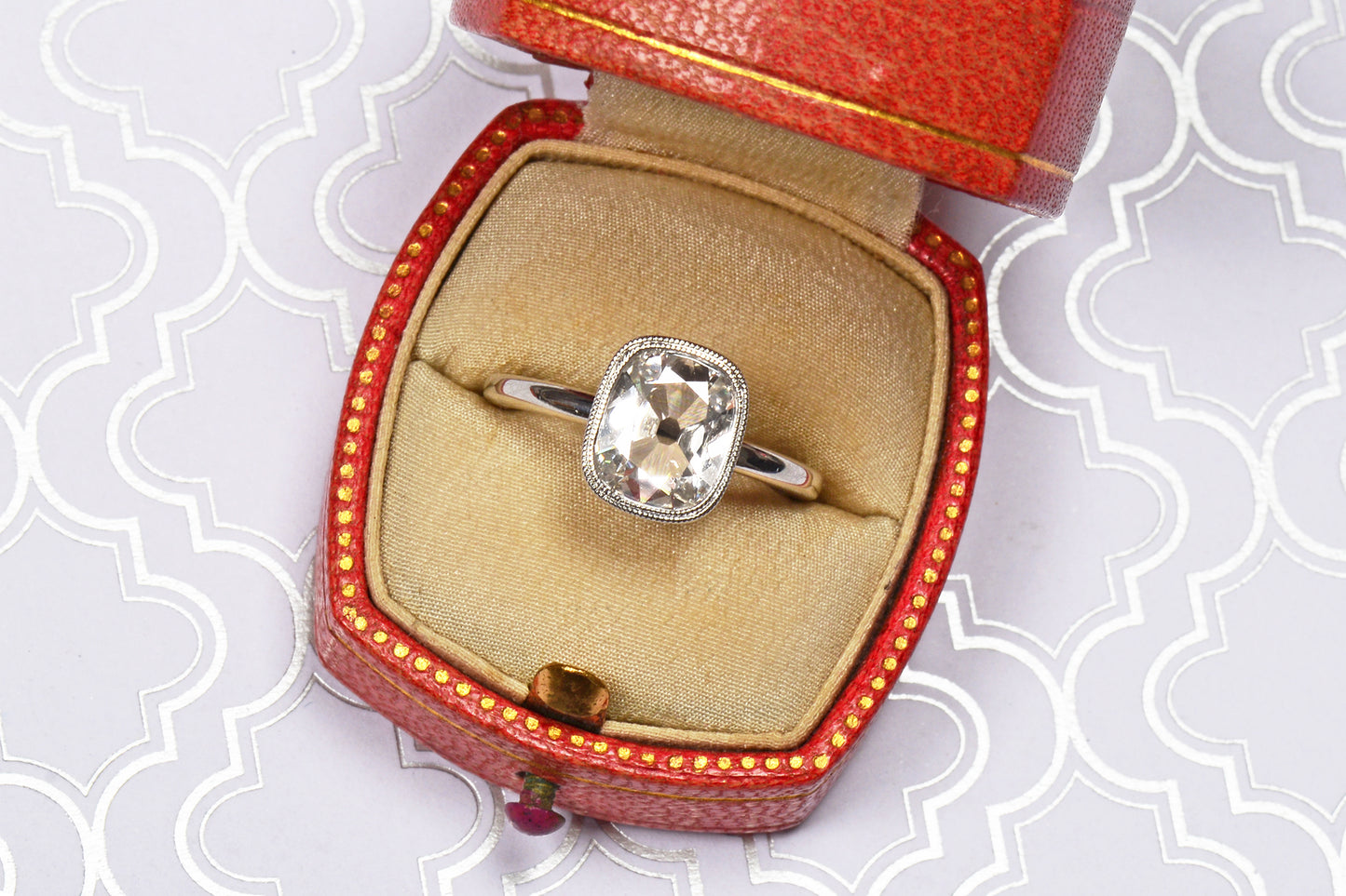 Antique Cushion Cut Diamond Platinum Ring