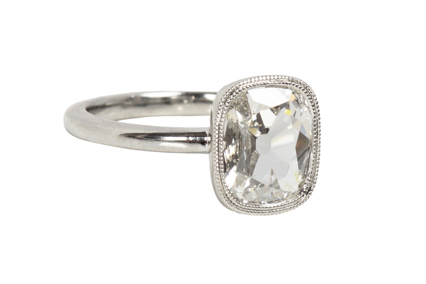 Antique Cushion Cut Diamond Platinum Ring