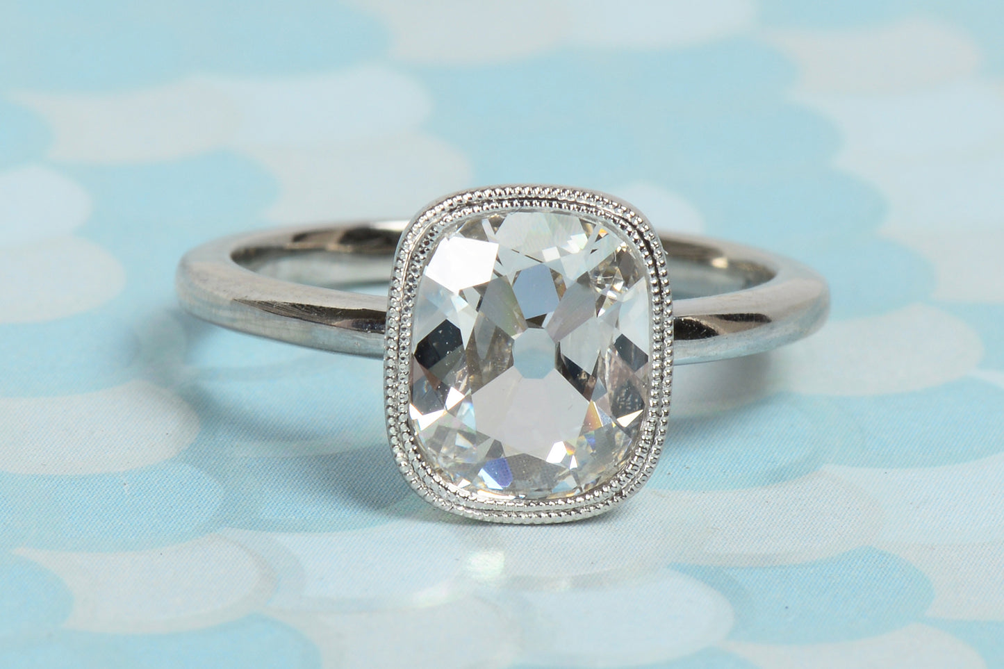 Antique Cushion Cut Diamond Platinum Ring
