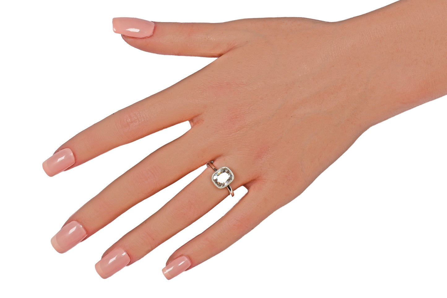 Antique Cushion Cut Diamond Platinum Ring