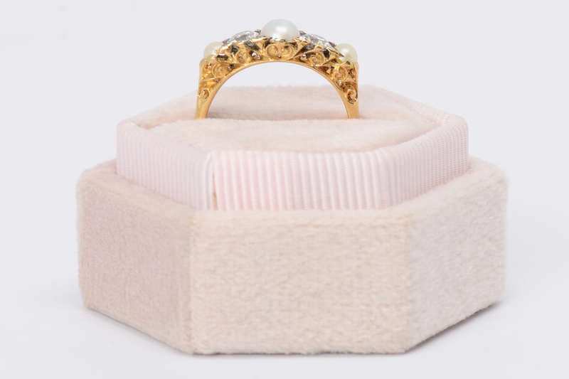 Natural Saltwater Pearl Diamond Ring