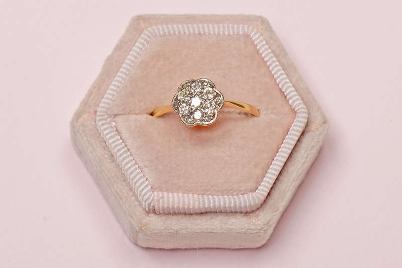 Vintage Low Profile Diamond Engagement Ring