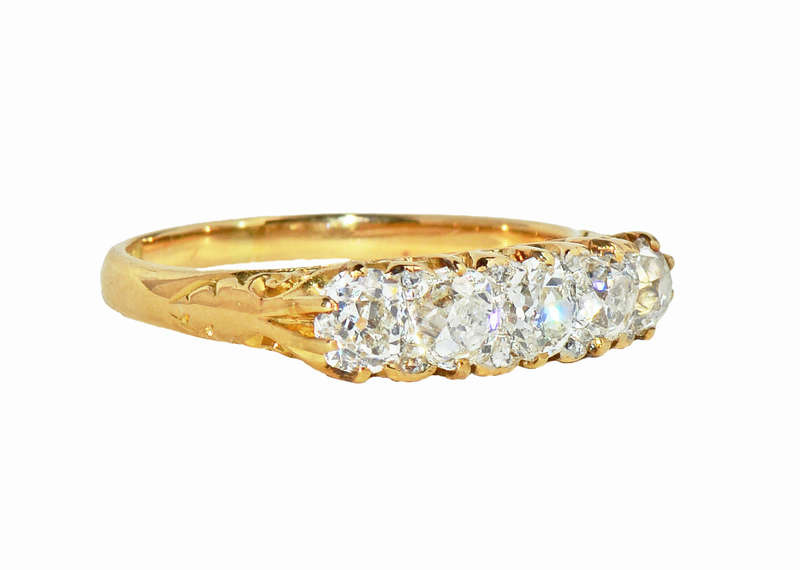 Five of Hearts - Antique Diamond 18k Ring