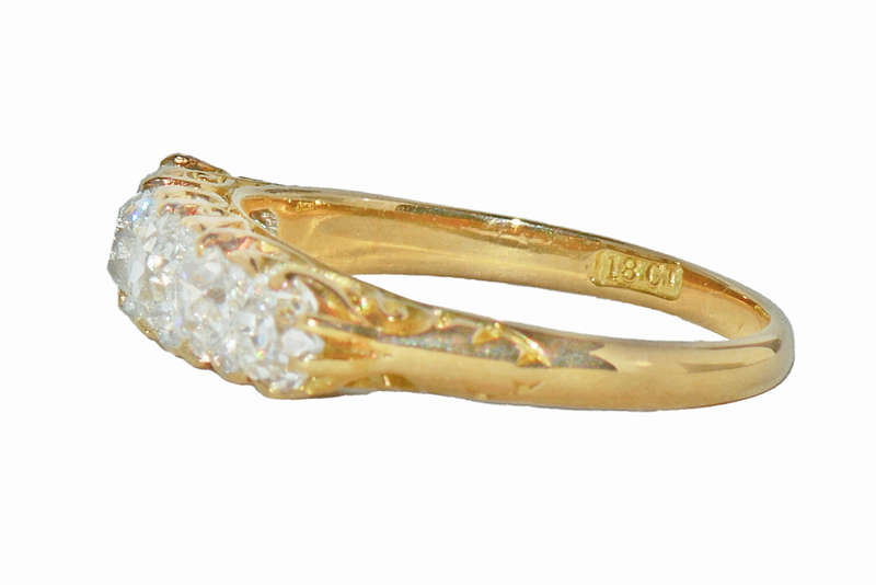 Five of Hearts - Antique Diamond 18k Ring