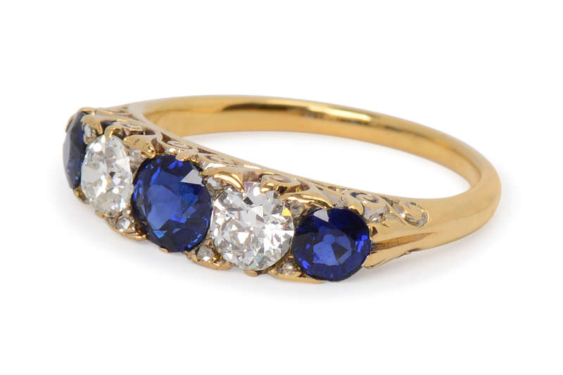 Trip the Light - Antique Diamond Sapphire Ring